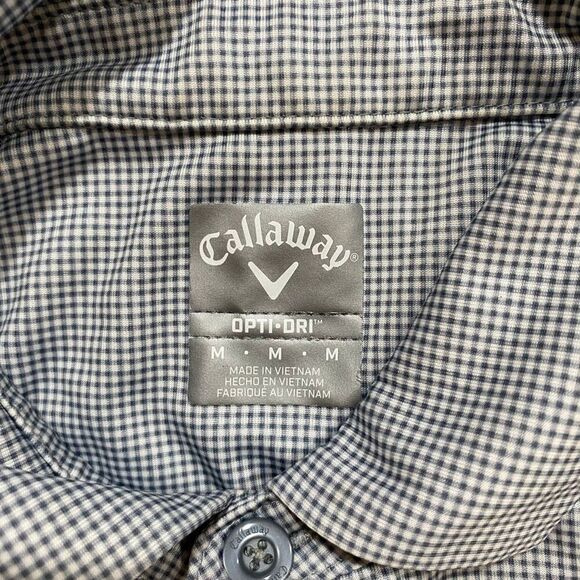 Callaway Golf Polo Shirt Opti-Dri Blue Checkered Mens Size M - Picture 3 of 5